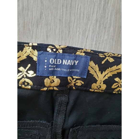 Old Navy Womens Pixie Black & Gold Print Dress Pants Mid rise, Size 4, 28"× 26" - Picture 7 of 10